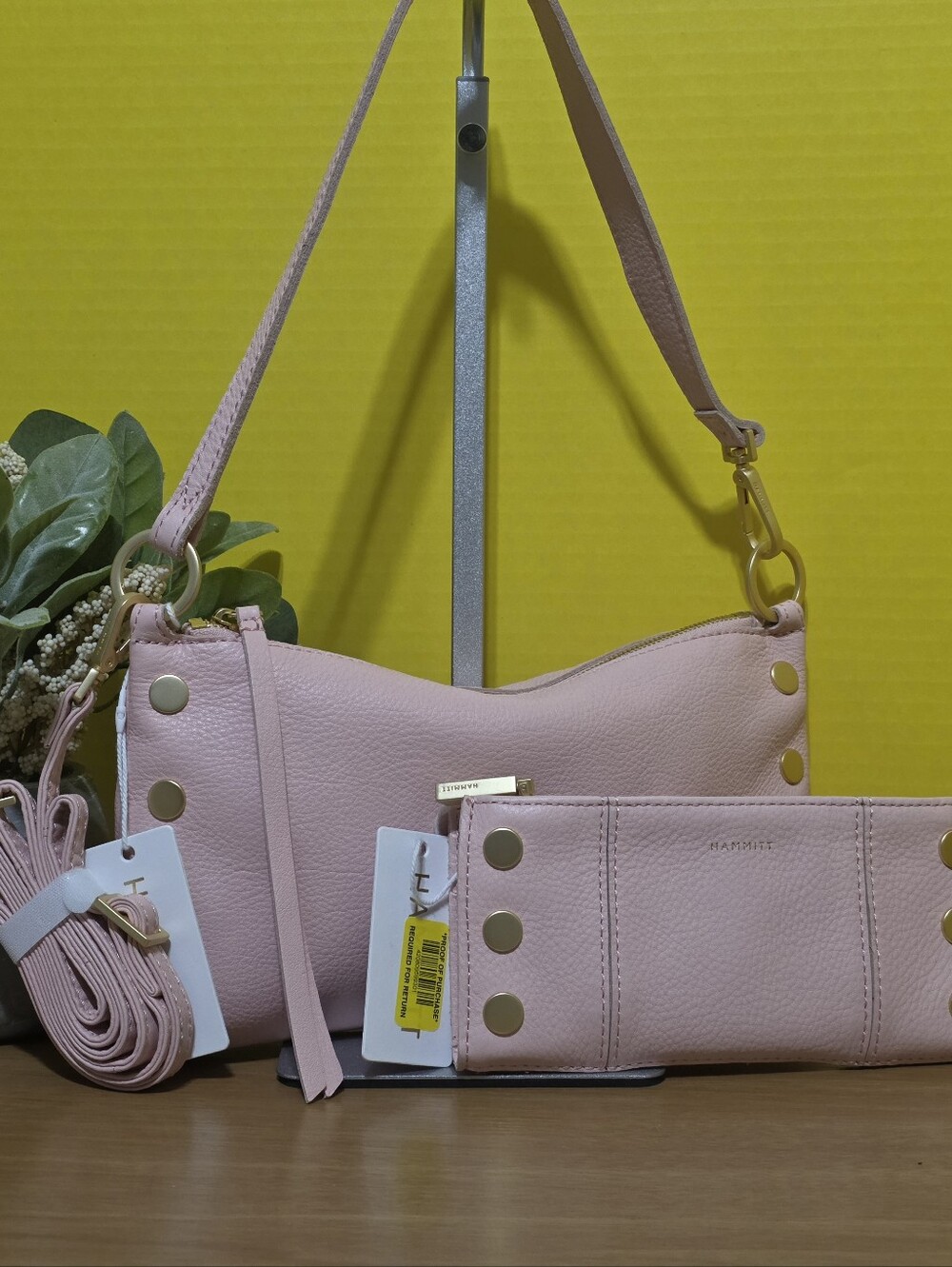 !! 2PCS !! HAMMITT Flamingo Leather SM Kyle Bag and Wallet Set - Picture 2 of 7